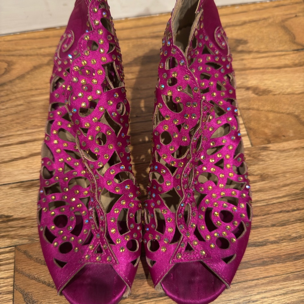 Ballroom Dance Vibrant Fuchsia Cutout Heels